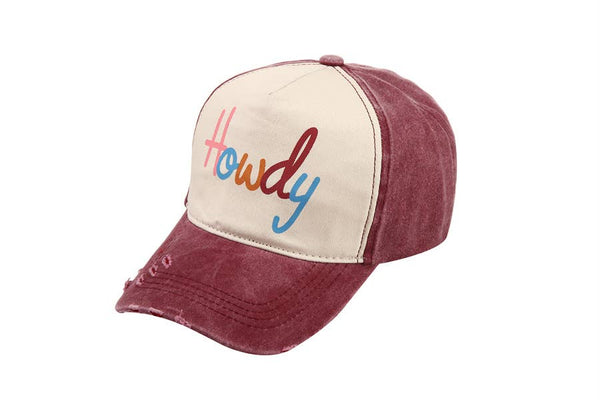 Ladies HOWDY Themed Adjustable Baseball CAP Hat: Blue