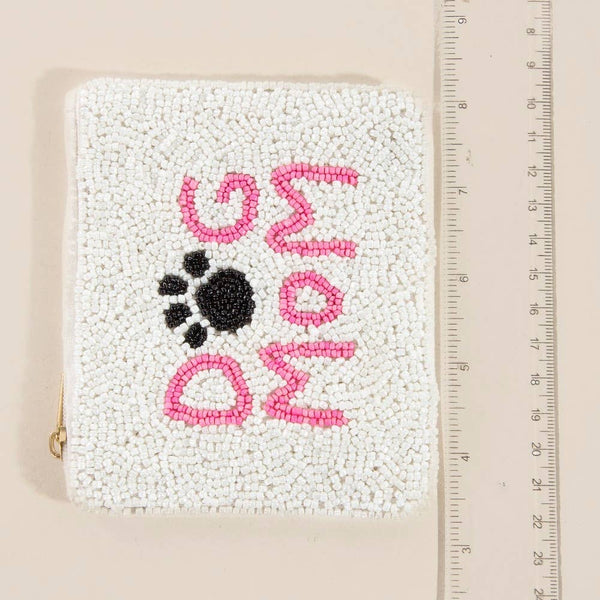 Seed Beaded Dog Mom Coin Purse: MULTI