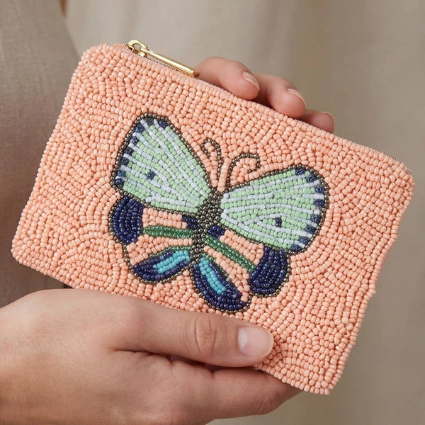 Butterfly Beaded Coin Purse: MULTI