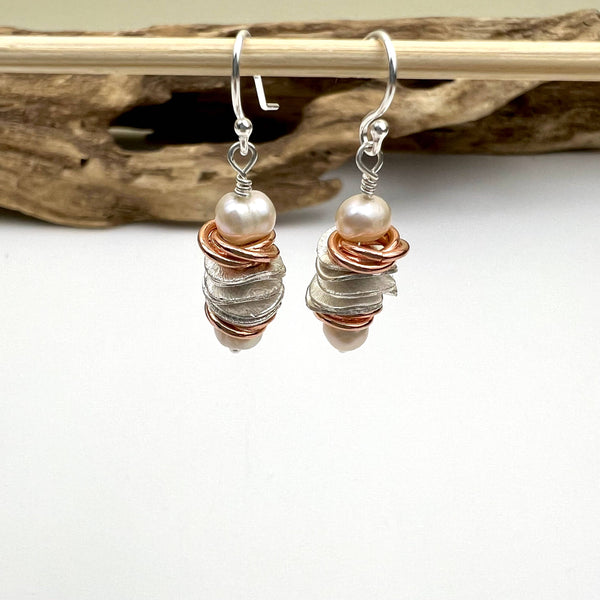JG  Silver and Copper Earrings