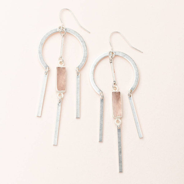 SC  Stone Earring - Rose Quartz/Silver