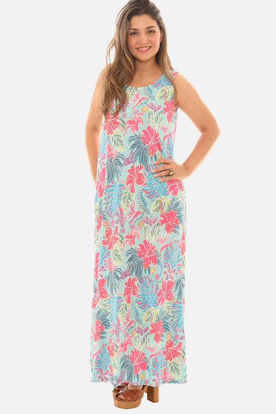 SW Women’s Tropical Floral Sleeveless Maxi Dress : S
