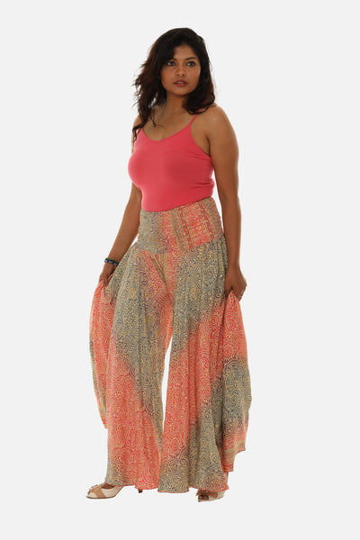 SW Bohemian Vibe with Floral Print Wide Leg Pants for Women: TURQ / S