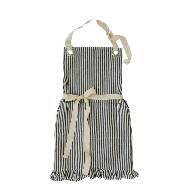PL Ruffle Pin Stripe Apron: Green