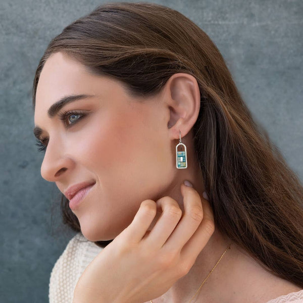 SC Good Karma Miyuki Frame Earring - Marine/Silver