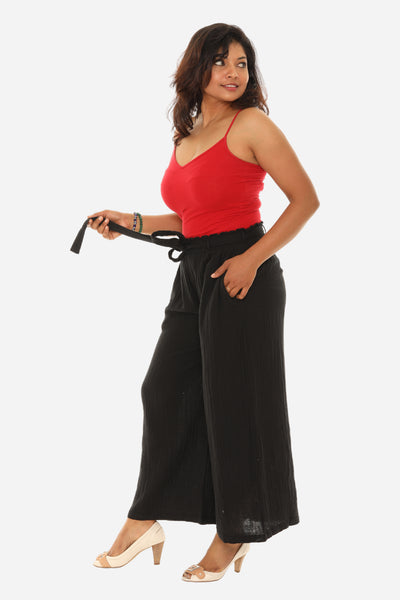 SW Women Pocket Tie-Front Wide-Leg Pants: WHITE / 1X