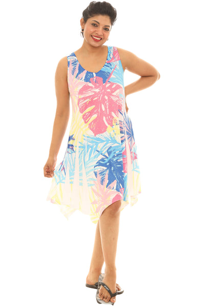 SW Tropical Breeze Handkerchief Hem Dress: Pink / S/M