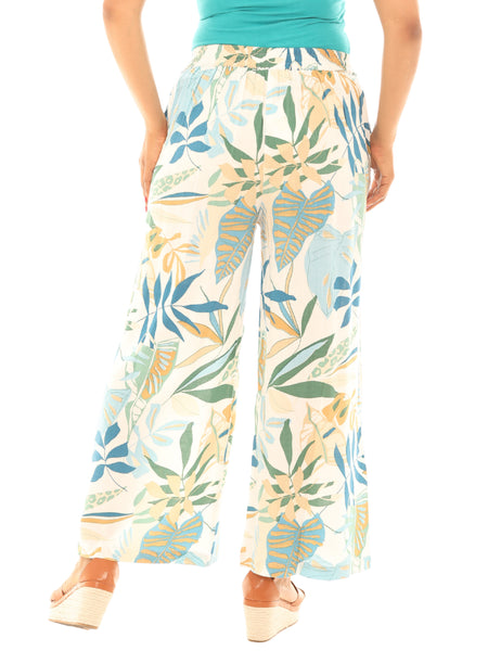 SW Tropical Breeze Wide-Leg Rayon Pants: Blue / S