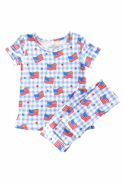 Bamboo Waffle Two Piece Pajama Set | Star-Spangled Picnic: 2T