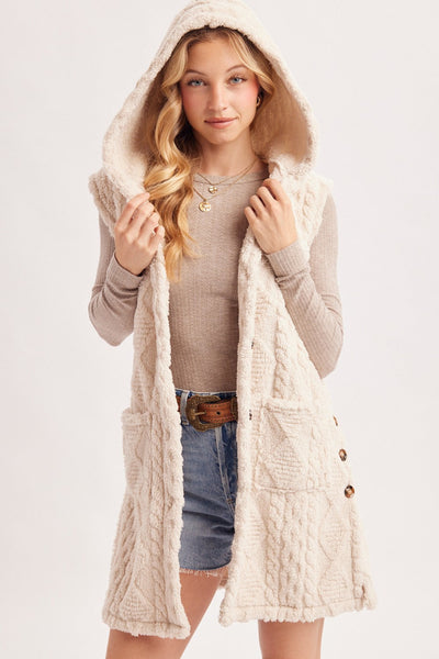 Cable Knit Long Vest