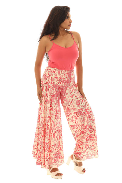 SW Boho Breeze Wide-Leg Pants: Coral / S