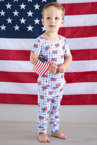 Bamboo Waffle Two Piece Pajama Set | Star-Spangled Picnic: 2T