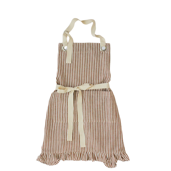 PL Ruffle Pin Stripe Apron: Green