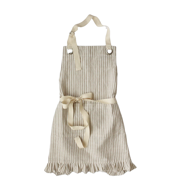 PL Ruffle Pin Stripe Apron: Green
