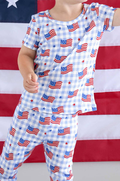 Bamboo Waffle Two Piece Pajama Set | Star-Spangled Picnic: 2T