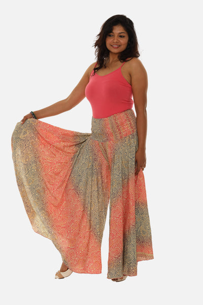 SW Bohemian Vibe with Floral Print Wide Leg Pants for Women: TURQ / S
