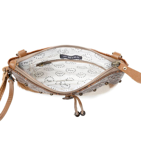 MY Ornate Brown Leather & Hairon Bag