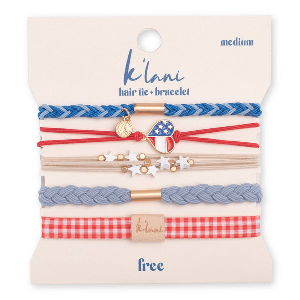 "Free" Patriotic Hair Tie Bracelets: Large