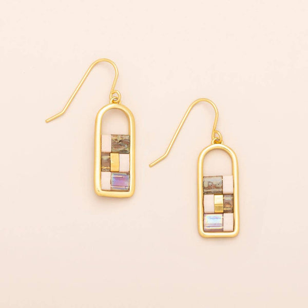 SC Good Karma Miyuki Frame Earring - Blush/Topaz/Gold