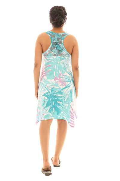 SW Tropical Breeze Handkerchief Hem Dress: Pink / S/M