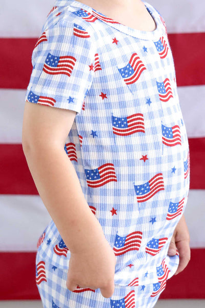 Bamboo Waffle Two Piece Pajama Set | Star-Spangled Picnic: 4T