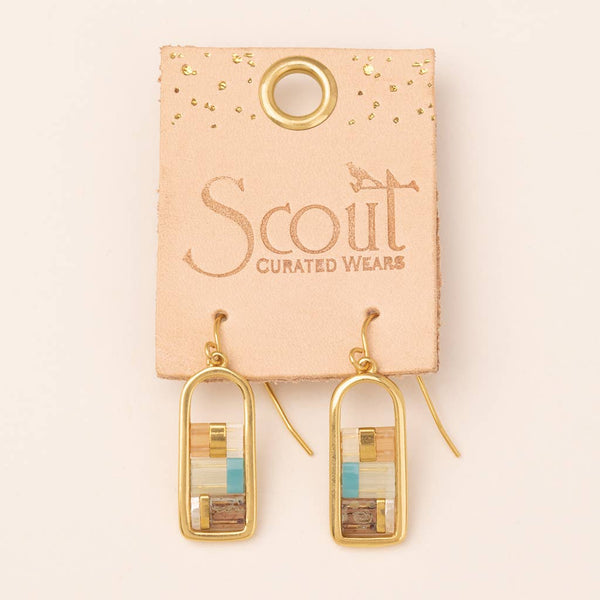 SC Good Karma Miyuki Frame Earring - Mint/Peach/Gold