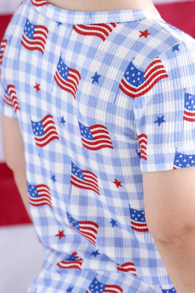 Bamboo Waffle Two Piece Pajama Set | Star-Spangled Picnic: 2T