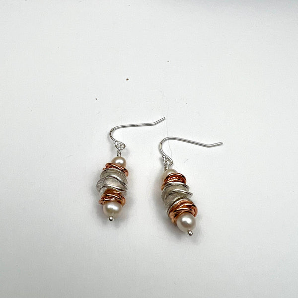 JG  Silver and Copper Earrings
