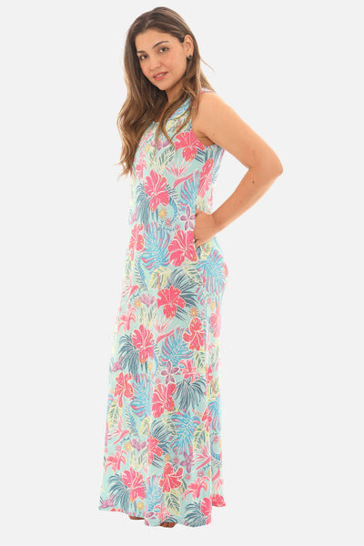 SW Women’s Tropical Floral Sleeveless Maxi Dress : S