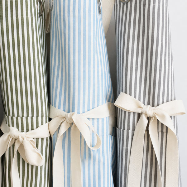PL Ruffle Pin Stripe Apron: Green