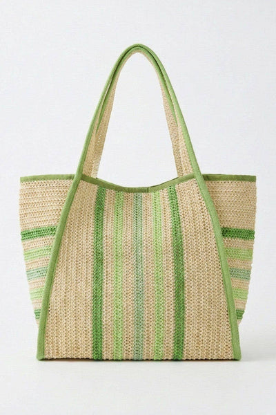 MB0323 Jennifer Multi Color Straw Beach Tote Bag: Blue