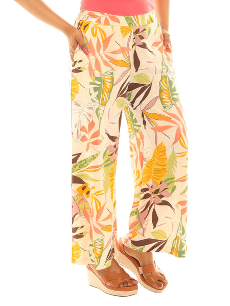SW Tropical Breeze Wide-Leg Rayon Pants: Orange / S
