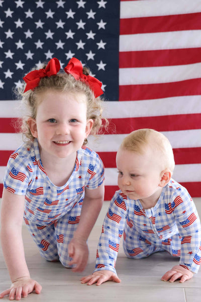 Bamboo Waffle Two Piece Pajama Set | Star-Spangled Picnic: 4T