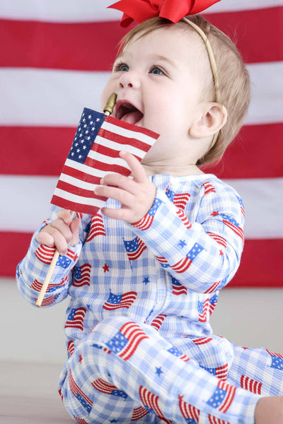 Bamboo Waffle Convertible Zip Romper | Star-Spangled Picnic: 6-12 months