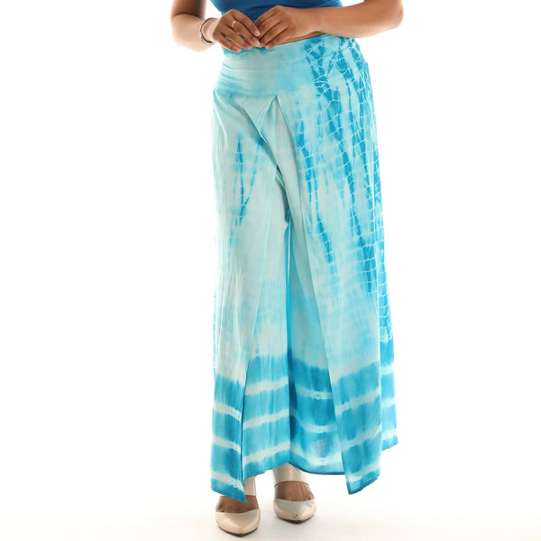 SW Breezy Boho-chic Tie-Dye Split-Hem Pants: BLACK / S