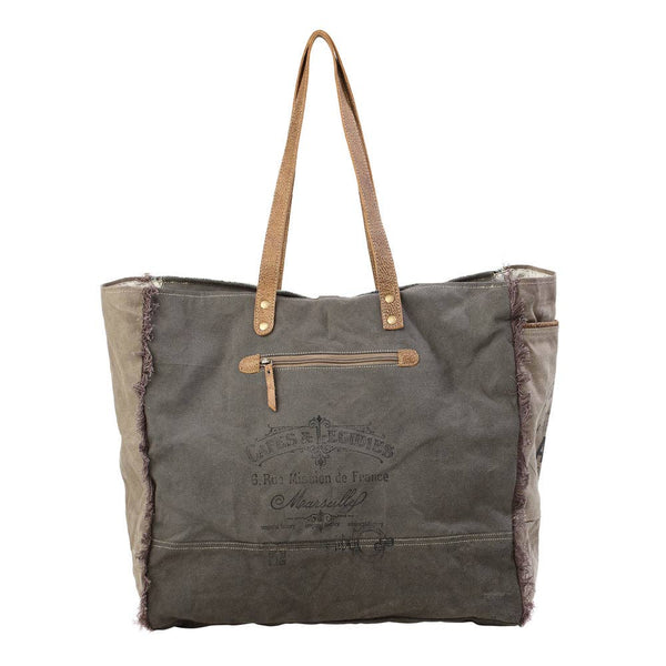 MY Green Floral Print Weekender Bag: Green Floral