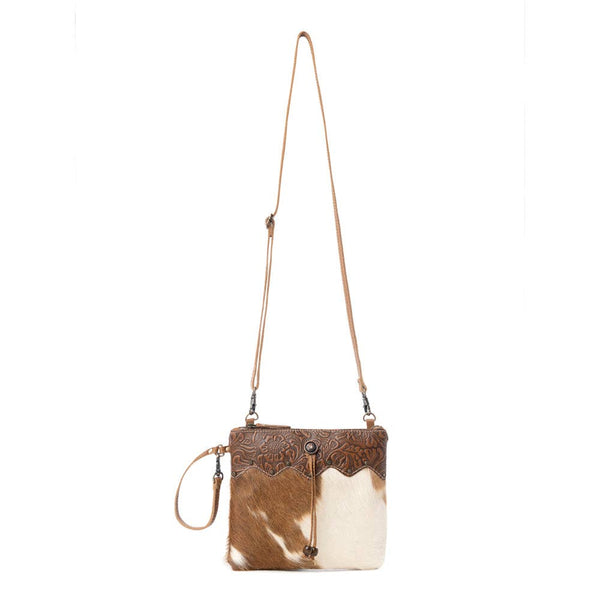 MY Ornate Brown Leather & Hairon Bag