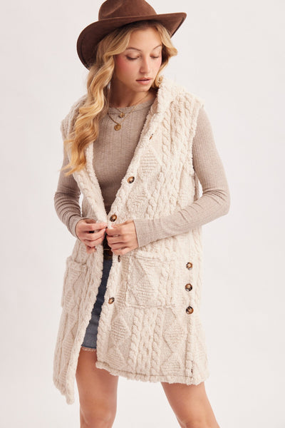Cable Knit Long Vest