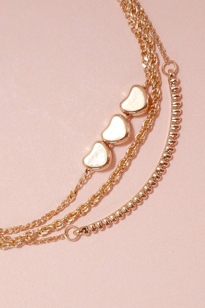 MULTI LAYER MOVABLE MINI HEART BAR BRACELET | 80B235: Gold