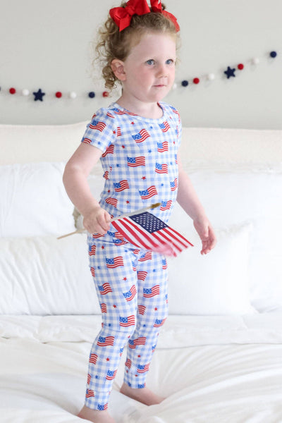 Bamboo Waffle Two Piece Pajama Set | Star-Spangled Picnic: 2T