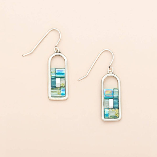 SC Good Karma Miyuki Frame Earring - Marine/Silver