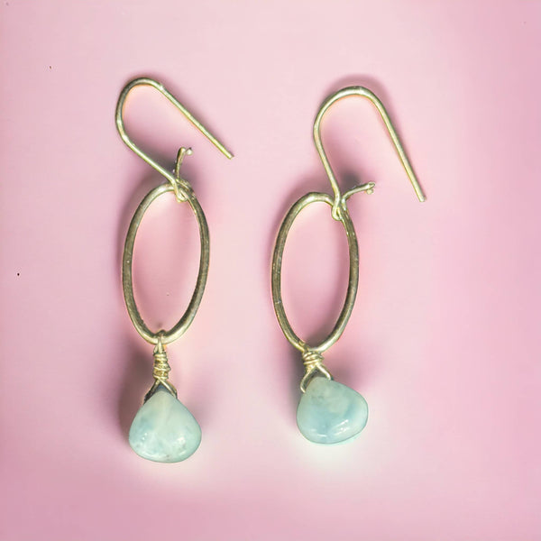 JG Larimar and Silver Drop Earring