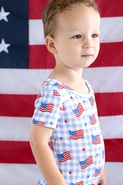 Bamboo Waffle Two Piece Pajama Set | Star-Spangled Picnic: 2T