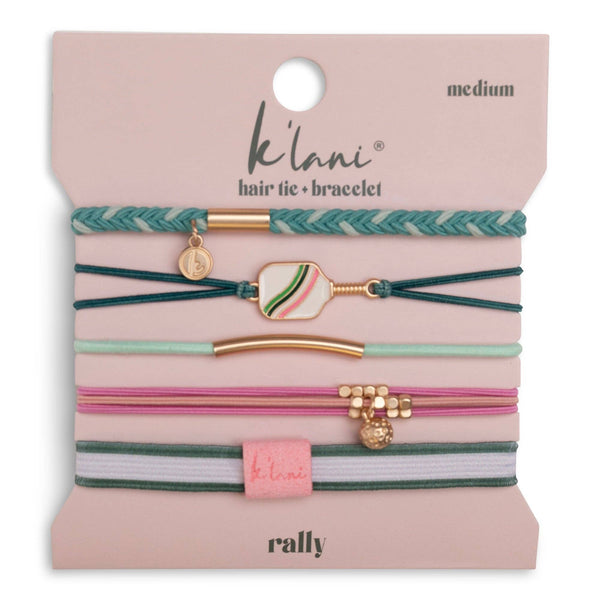 "Rally" Pickleball with Pink and Green Hair Tie Bracelets: Medium