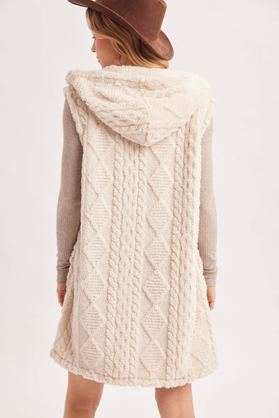 Cable Knit Long Vest