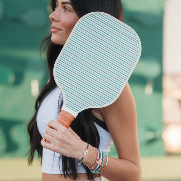 "Rally" Pickleball with Pink and Green Hair Tie Bracelets: Medium