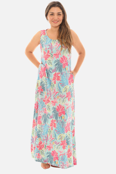 SW Women’s Tropical Floral Sleeveless Maxi Dress : S