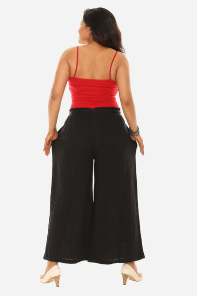 SW Women Pocket Tie-Front Wide-Leg Pants: WHITE / 1X