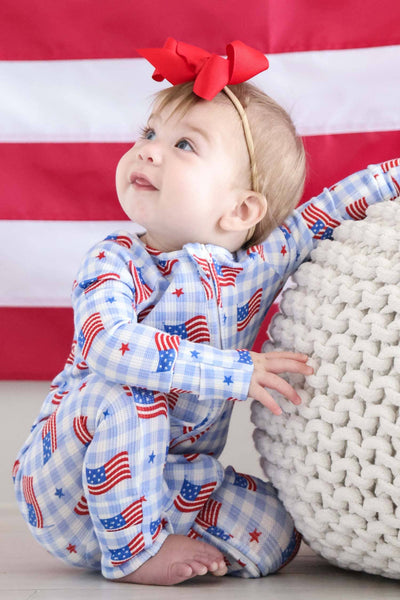 Bamboo Waffle Convertible Zip Romper | Star-Spangled Picnic: 6-12 months