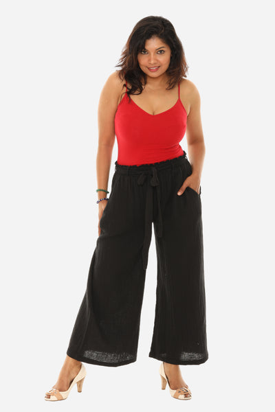 SW Women Pocket Tie-Front Wide-Leg Pants: WHITE / 1X